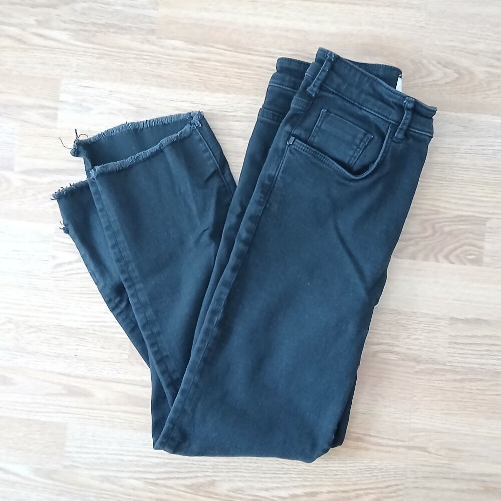 Anthropologie Pilcro Frayed Hem Superscript Cropped Jeans Black Size 32